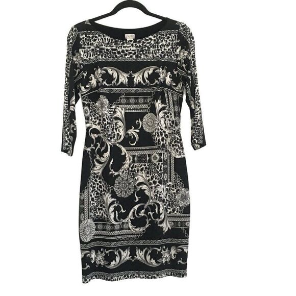 Cache Black White 3/4 length sleeve silk dress - Picture 2 of 6